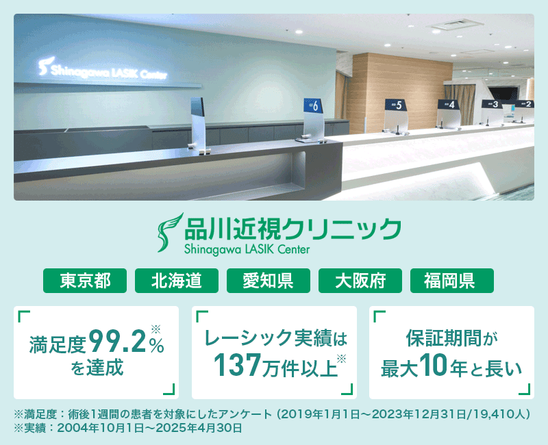 【品川近視クリニック】満足度99.2％の信頼できるクリニック